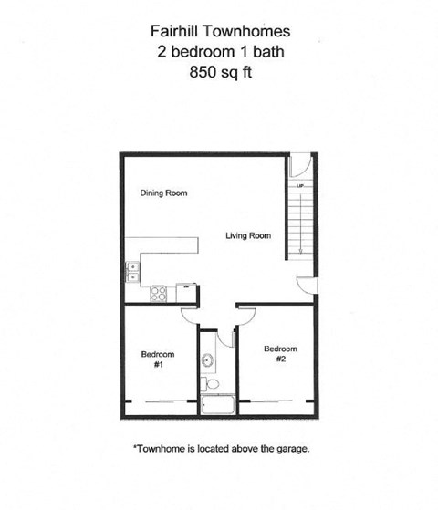 Floor plan for 2 beds, 1 bath, 900 sqft